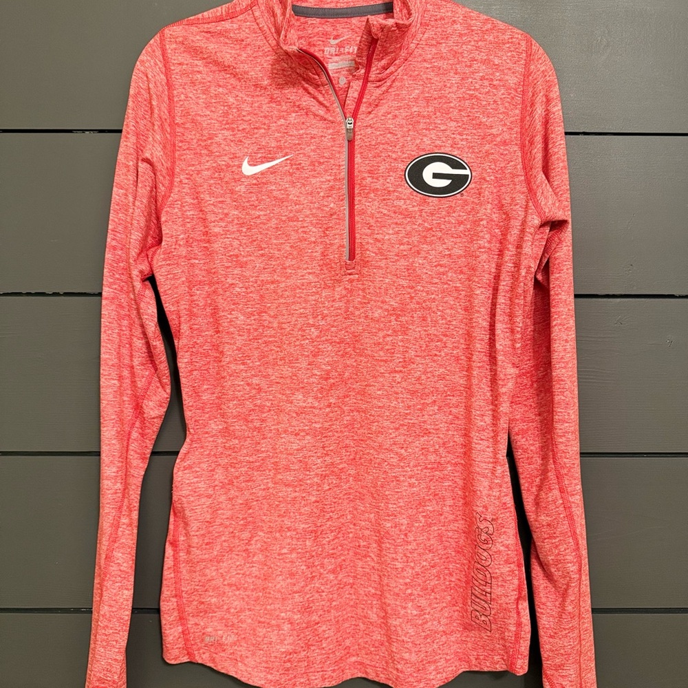 Nike Women's Red Long Sleeve Quarter-Zip Tee